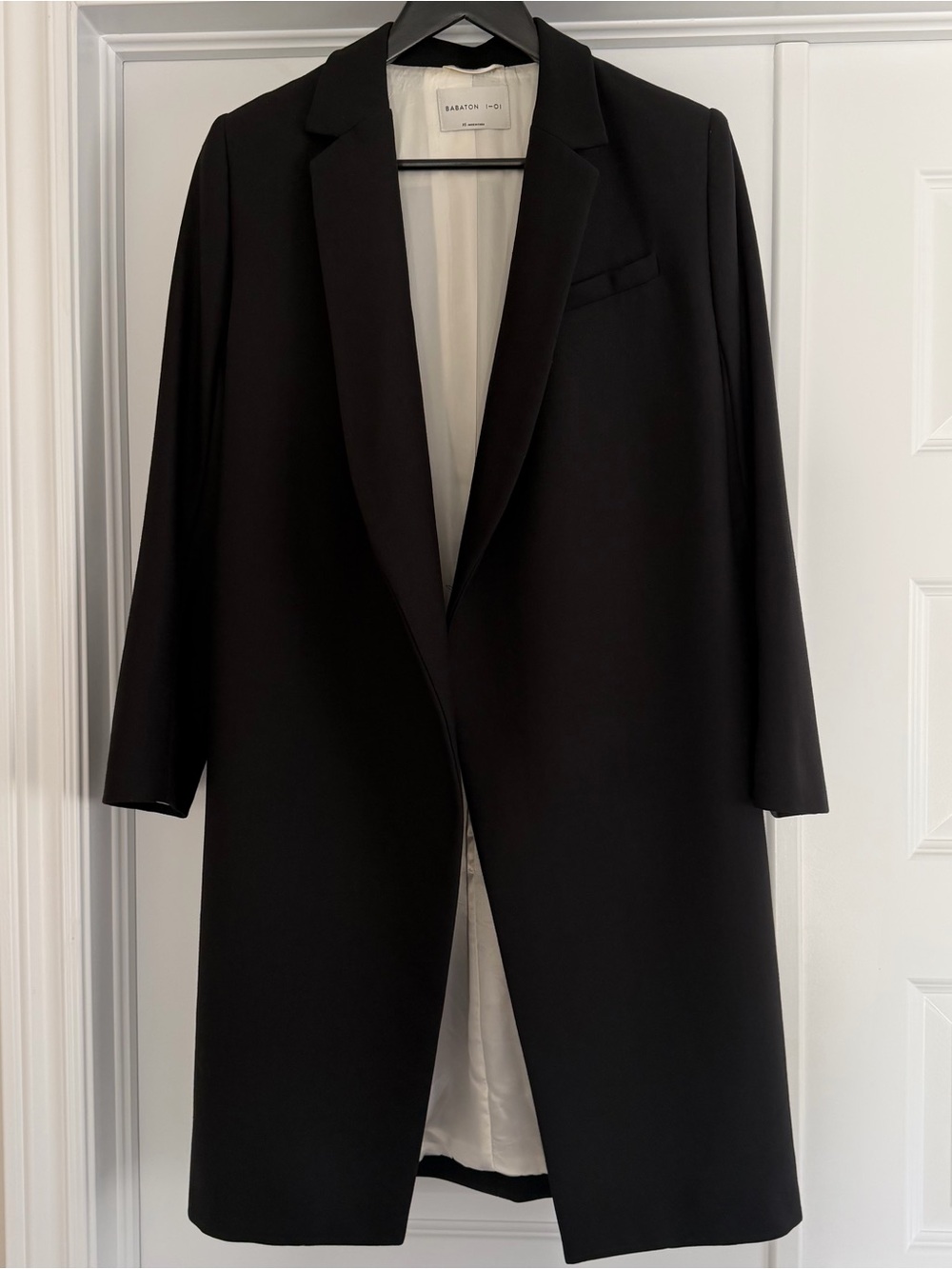 ARITZIA BABATON 1-01 Black Wool Cashmere Longline Open Duster Coat XS